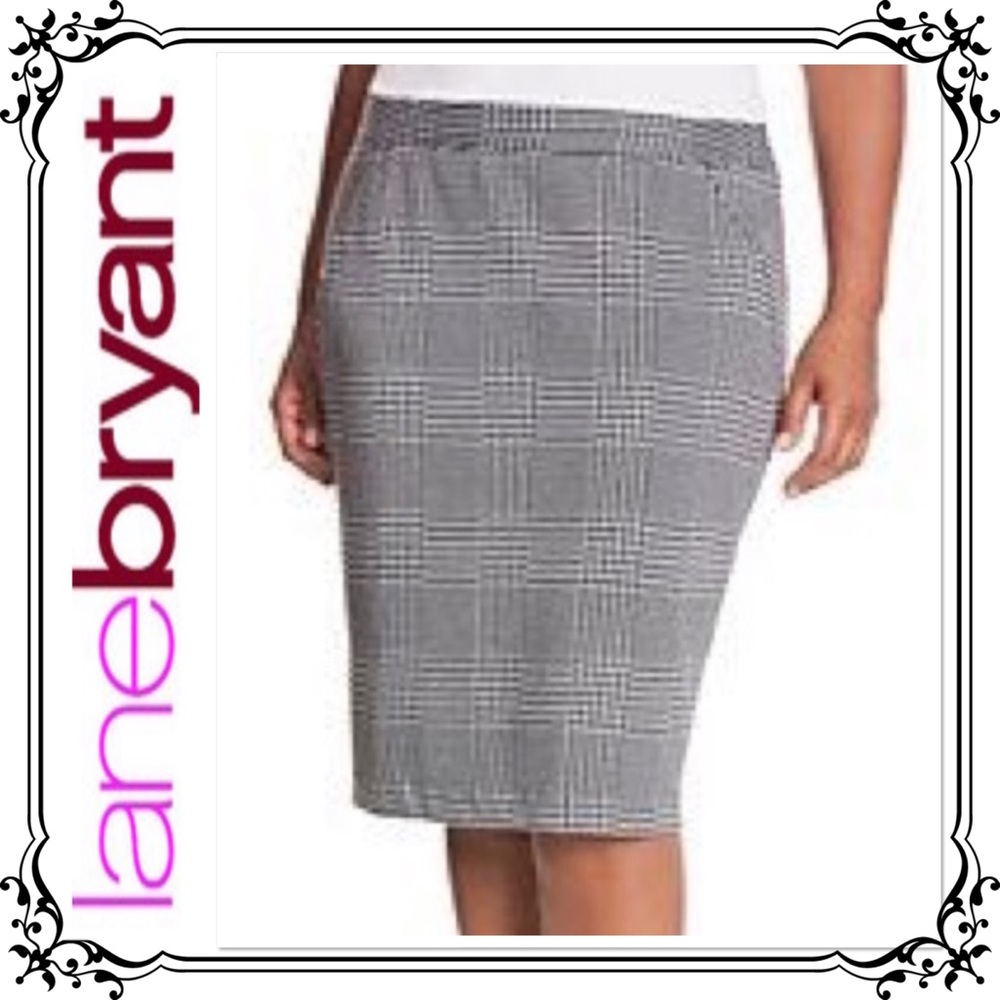 LANE BRYANT ⭐️ B&W Houndstooth Plaid Pencil Skirt